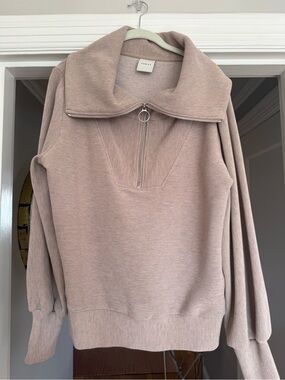 Varley Taupe Half-Zip Pullover Sweatshirt